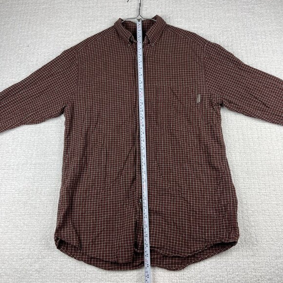 Woolrich Flannel Shirt Mens M Dark Red Plaid Lumberjack Hike Hunt Camp - Picture 15 of 16